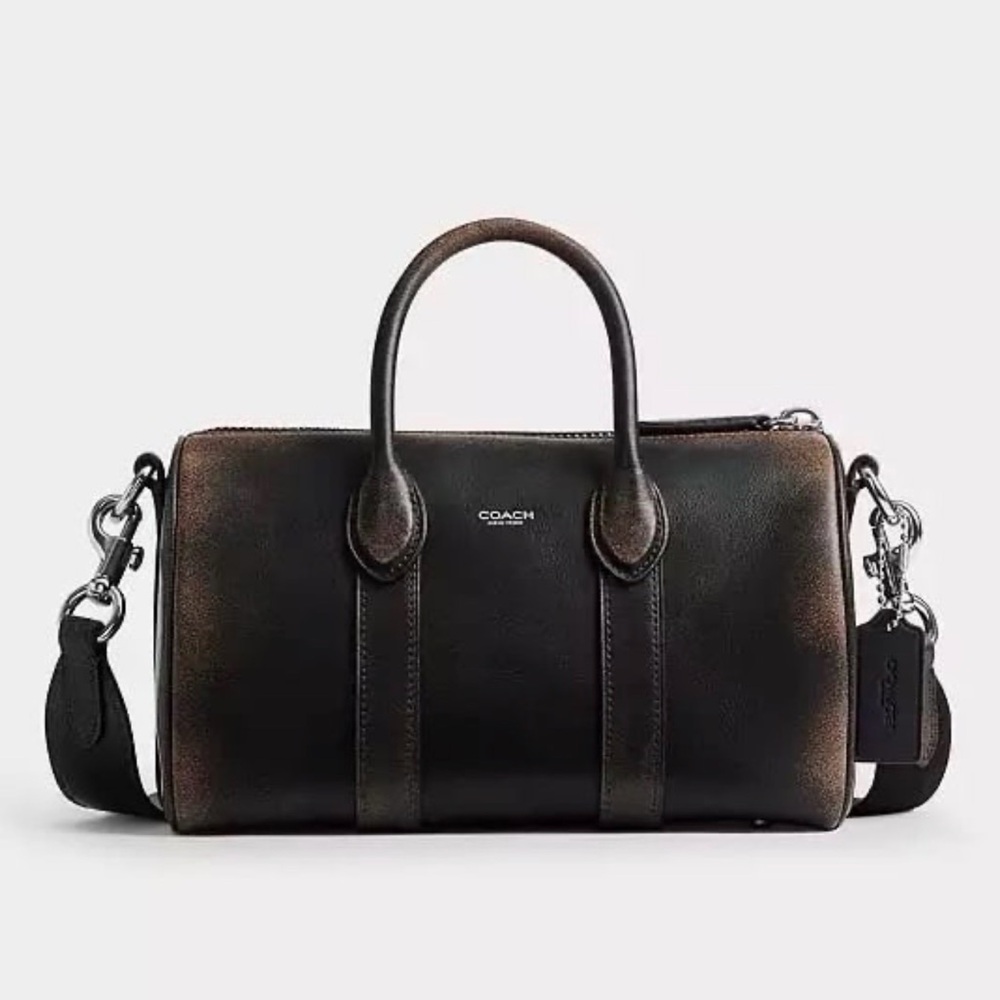 Coach Compass Bag 25 in Loved Leather Black/Light Tan Glovetanned NWT
